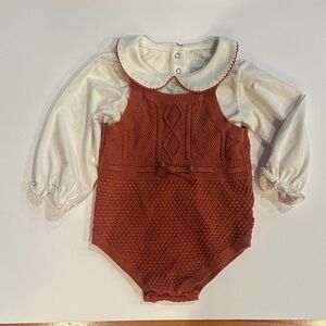 Cloud Island Terracotta and White Baby Bodysuit